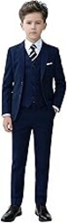 YuanLu Boys Suit for Kids Tuxedo Wedding Ring Bearer Outfit, 5 Piece Boy Slim Fit Formal Suits with Adjustable Waist
