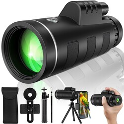 40x60 Monocular Telescope with Smartphone Adapter, Telescope for Adults High Powered, Monocular for Adults, Compact Low Light Vision for Wildlife, Hunting, Camping, Travel &Outdoor Adventures