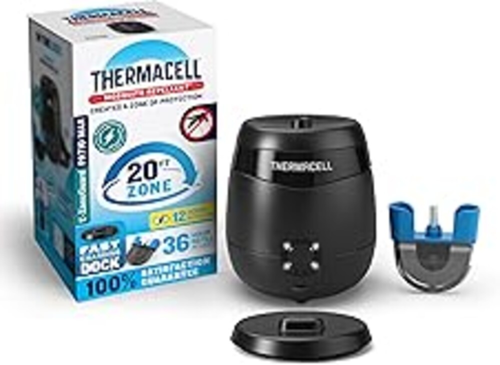 Thermacell E-ZoneGuard Patio Max Rechargeable Mosquito Repeller with 20-Foot Zone of Scientifically Proven Outdoor Protection; 12-Hr Battery; 36-Hr Refill; Bug Spray Alternative; Fast Charging Dock