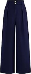 BTFBM Women Wide Leg Dress Pants 2026 High Waisted Button Pleated Business Casual Trousers Office Work Palazzo Pants