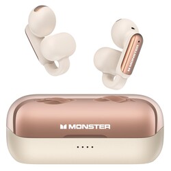 Monster Open AC601 Wireless Earbuds, Crystal Clear Call, USB-C Charging, Bluetooth Open Earphones with ENC, IPX5 Waterproof Wireless Clip-on Earbuds, 32H Playtime Ear Buds (White)