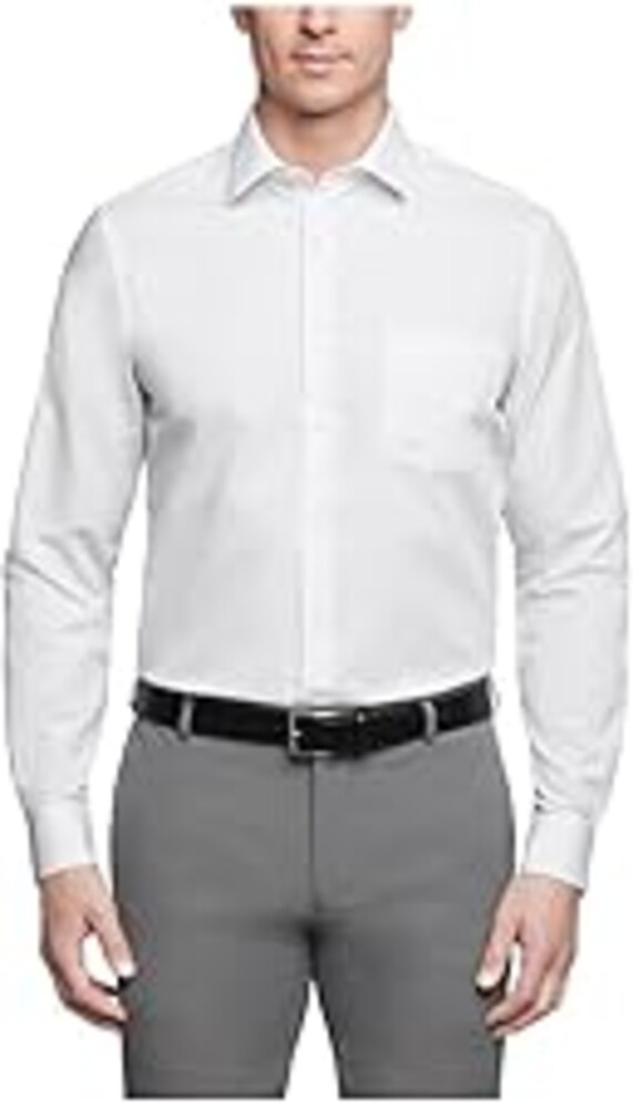 Van Heusen Mens Dress Shirt Regular Fit Poplin Solid