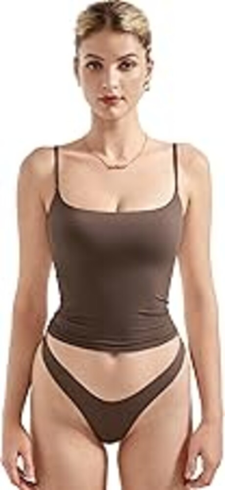 SUUKSESS Women Double Line Square Neck Tank Top Summer Y2K Going Out Basic Cami Shirt
