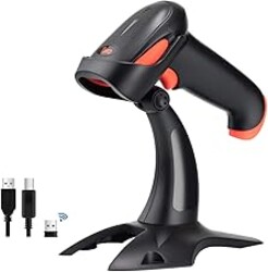 Tera Wireless 2D QR Barcode Scanner with Stand, 3 in 1 Compatible with Bluetooth & 2.4GHz Wireless & USB Wired Barcode Reader Handheld Bar Code Reader HW0001