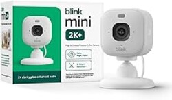 Blink Mini 2K+ (newest model) – Plug-in Home & Pet Indoor Security Camera with 2K video resolution, night vision, enhanced audio, motion detection – 1 camera (White)