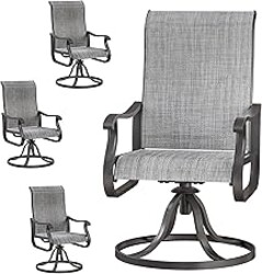 VONZOY Patio Swivel Chairs Set of 4, Outdoor Dining Chairs with High Back, All-Weather Swivel Rocker Chair for Lawn, Porch or Garden (Grey, 4PCS)