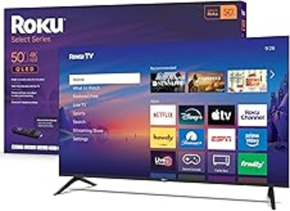 Roku Smart TV 2026 – 50-Inch Select Series, 4K QLED TV – Roku TV with Voice Remote – Flat Screen QLED Television with Wi-Fi for Streaming Live Local News, Sports, & Movies – Bluetooth Headphone Mode
