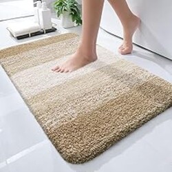 OLANLY Small Bathroom Rugs Mat 24x16, Extra Soft Absorbent Microfiber Bath Rugs, Rubber Backing, Quick Dry, Machine Washable Bath Mats for Bathroom Floor, Tub and Shower, Home Decor Accessories, Tan