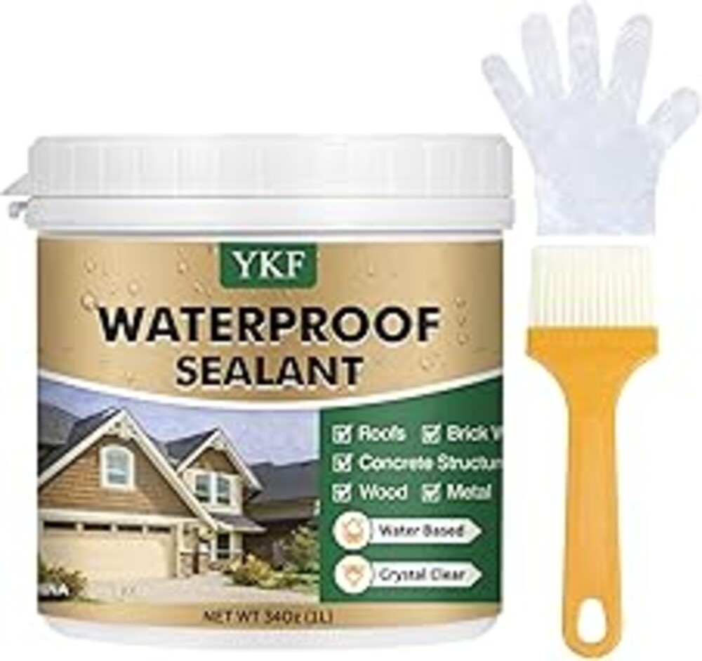 YKF 34oz Clear Transparent Waterproof Sealant, Water-Based Invisible Repairing Leak Agent for Roofs, Walls, Bathroom, Kitchen, Garden, Indoor & Outdoor Waterproof Coating