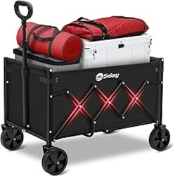 Sekey Wagon Cart with Wheels with 220LBS Capacity,Heavy Duty Wagon Carts Foldable,Lightweight Utility Portable Cart for Grocery, Shopping, Garden, Camping. Black