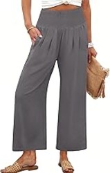 ANRABESS Womens Pants Wide Leg High Waisted Palazzo Pants Summer Flowy Beach Lounge Casual Trousers with Pockets