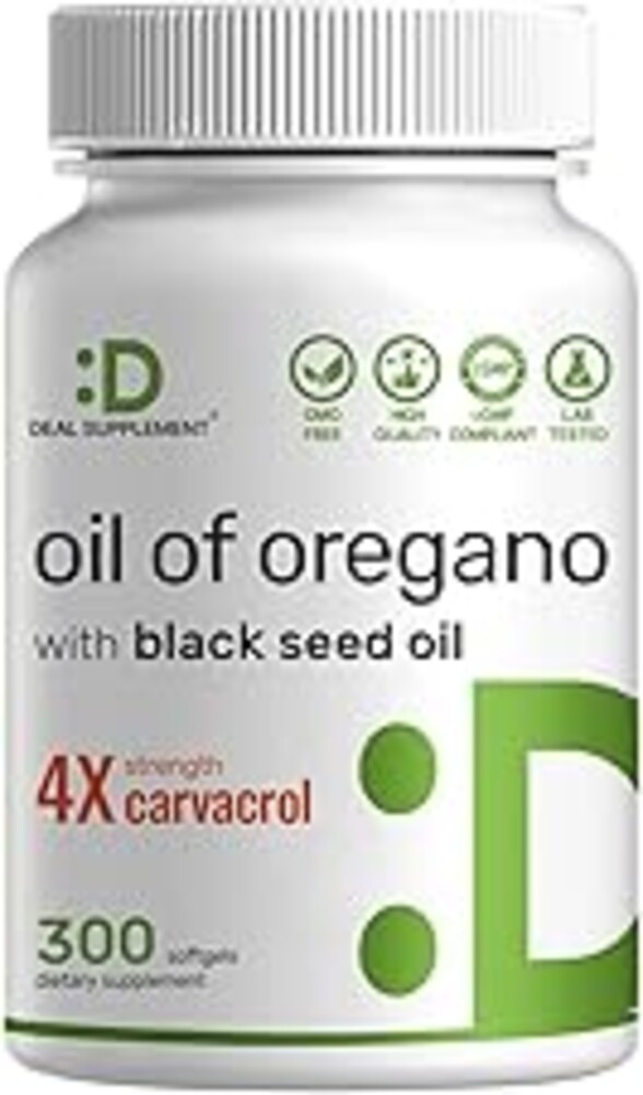 DEAL SUPPLEMENT Oil of Oregano Softgels with Black Seed Oil 300 Count – 4X Strength Carvacrol – 2-in-1 Herbal Oil Formula – Plant Based, Non-GMO