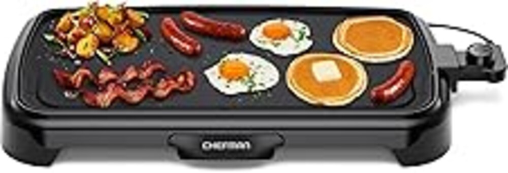 Chefman XL Electric Griddle with Removable Temperature Control, Immersible Flat Top Grill, Burger, Eggs, Pancake Griddle, Nonstick Extra Large Cooking Surface, Slide Out Drip Tray, 10 x 20 Inch