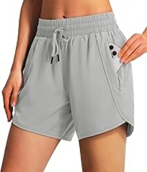 Ksmien Women's 5"/ 7" Athletic Running Shorts Quick Dry Lightweight Workout Gym Shorts with Zipper Pockets UPF 50+