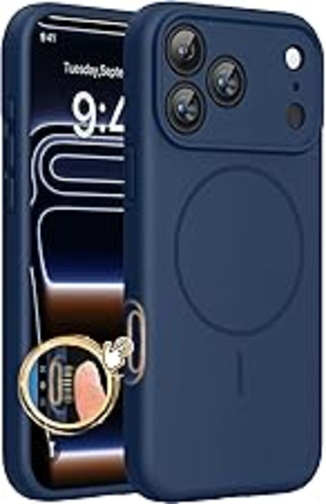 Miracase Magnetic for iPhone 17 Pro Case, Compatible with MagSafe, Integrated Silicone Camera Control Cover, 3.0mm Thicken Shockproof Drop Protection Phone Case for 17 Pro,Dark Blue