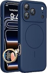 Miracase Magnetic for iPhone 17 Pro Case, Compatible with MagSafe, Integrated Silicone Camera Control Cover, 3.0mm Thicken Shockproof Drop Protection Phone Case for 17 Pro,Dark Blue