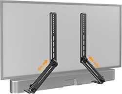 Perlegear Soundbar Mount with Adjustable Height, Sound bar Mount up to 15 lbs, Soundbar Mount Under or Above TV, Soundbar tv Mount Bracket with Detachable Long Extension Plates PGSM04B