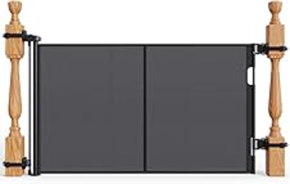 Upgraded Retractable Baby Gates for Stairs & Banister, Mesh Dog Gate Indoor, Extends to 55" Wide 33" Tall, Child Safety Gate for Stairway, Banister & Wall Mount (Black)