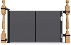 Upgraded Retractable Baby Gates for Stairs & Banister, Mesh Dog Gate Indoor, Extends to 55" Wide 33" Tall, Child Safety Gate for Stairway, Banister & Wall Mount (Black)