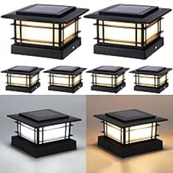 Dynaming 4x4 Solar Post Cap Lights Outdoor with 2 Color Modes, Upgrade Fence Post Solar Lights Black Shell for 4x4 Vinyl/Wooden Posts, Brightness LED Lighting Decor for Garden Deck Patio, 6 Pack