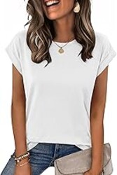Zeagoo Womens Tops Summer Casual Cap Sleeve Tshirts Shirts Business Blouses | Dressy Spring Fashion Outfits, Trendy Clothes, Cute Crewneck Work Out Tee, Gym Clothing