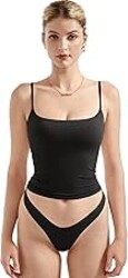SUUKSESS Women Double Line Square Neck Tank Top Summer Y2K Going Out Basic Cami Shirt