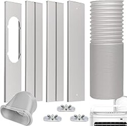 Nihoney Portable Air Conditioner Window Vent Kit with 5.9" Exhaust Hose Universal Portable AC Window Seal Kit Adjustable 59 Inch Length Exhaust Hose for Sliding Horizontal&Vertical Windows