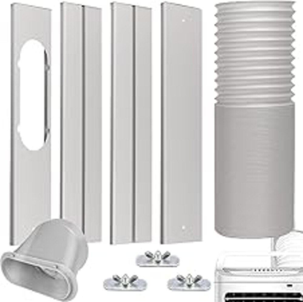Nihoney Portable Air Conditioner Window Vent Kit with 5.9" Exhaust Hose Universal Portable AC Window Seal Kit Adjustable 59 Inch Length Exhaust Hose for Sliding Horizontal&Vertical Windows