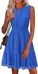 PRETTYGARDEN Women's Summer Dresses 2026 Sleeveless V Neck Eyelet Hollow Out Swing A Line Beach Vacation Sun Dress