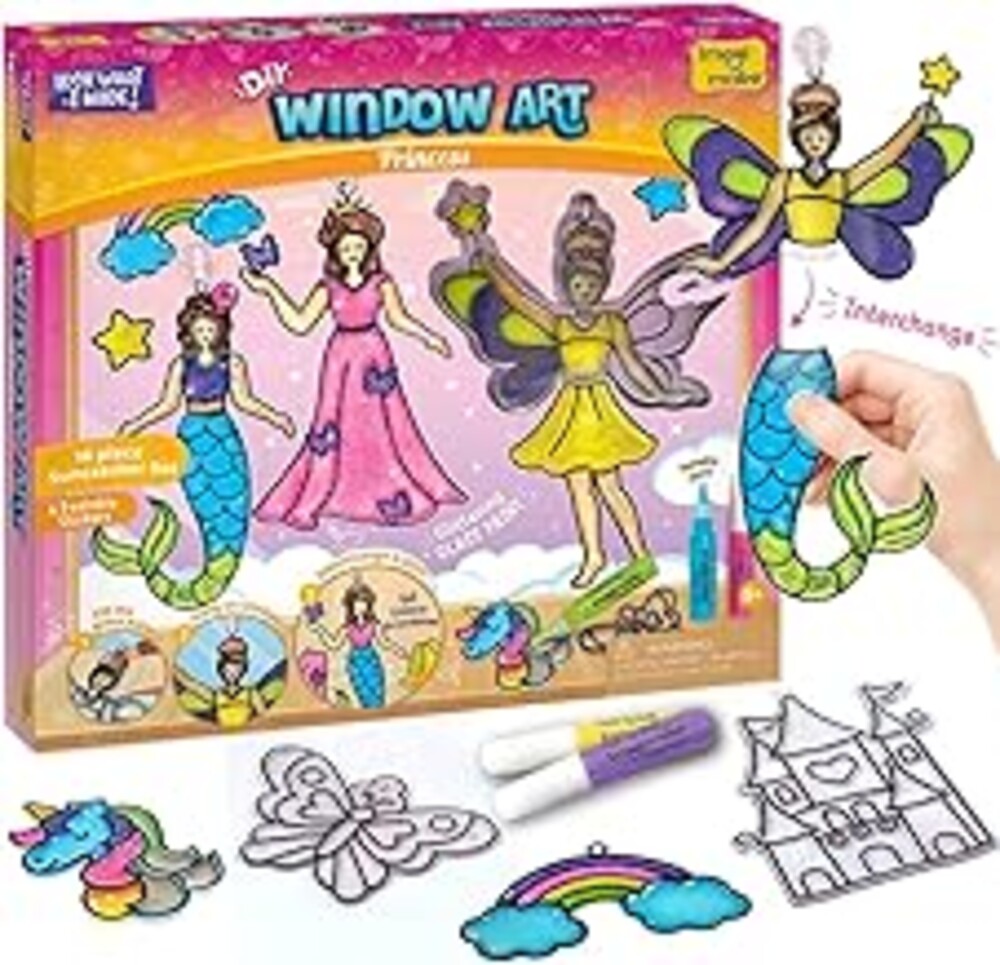 Imagimake Window Art Princess | Suncatcher Kit | Arts and Crafts for Kids Ages 8-12 | Girls Toys Age 6-8 | Unicorn Gifts for Girls Age 6-8 | 5 Year Old Girl Gift | 8 Year Old Girl Birthday Gift