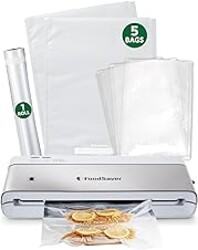 FoodSaver Compact Vacuum Sealer Machine with Airtight Bags and Roll - Ideal for Sous Vide and Airtight Food Storage, White