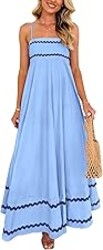 PRETTYGARDEN Women's 2026 Summer Flowy Maxi Dress Casual Sleeveless Spaghetti Strap Ruffle Beach Long Dresses