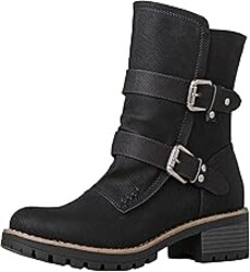 GLOBALWIN Lace up Mid Calf Motorcycle Fashion Festival Boots Combat Riding Military Boots for Women