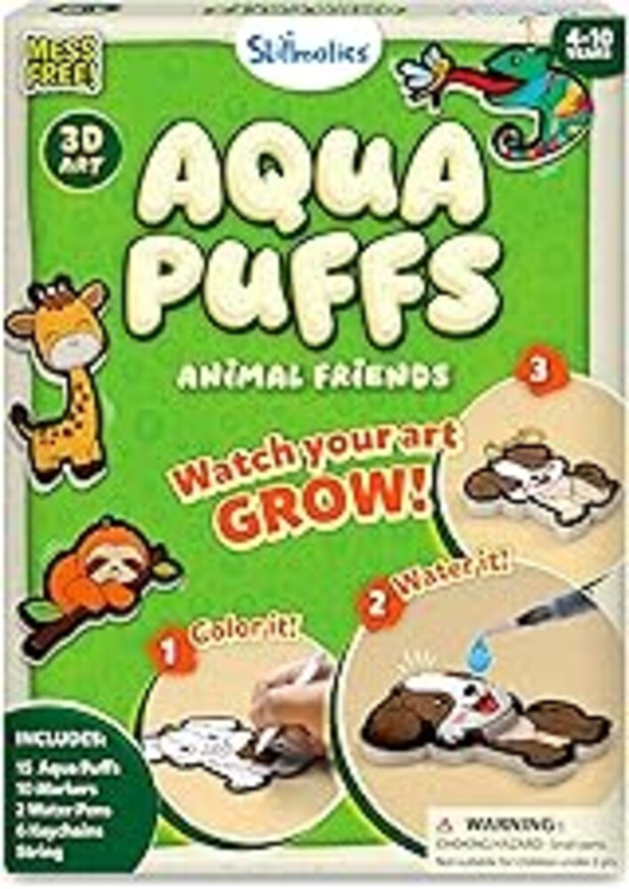 Skillmatics Aqua Puffs - 3D Art Kit, Animals, Mess-Free Paint by Number Craft for Kids, DIY Color Activity, Screen-Free Entertainment, Travel & Creative Gift for Girls & Boys Ages 4, 5, 6, 7, 8, 9, 10