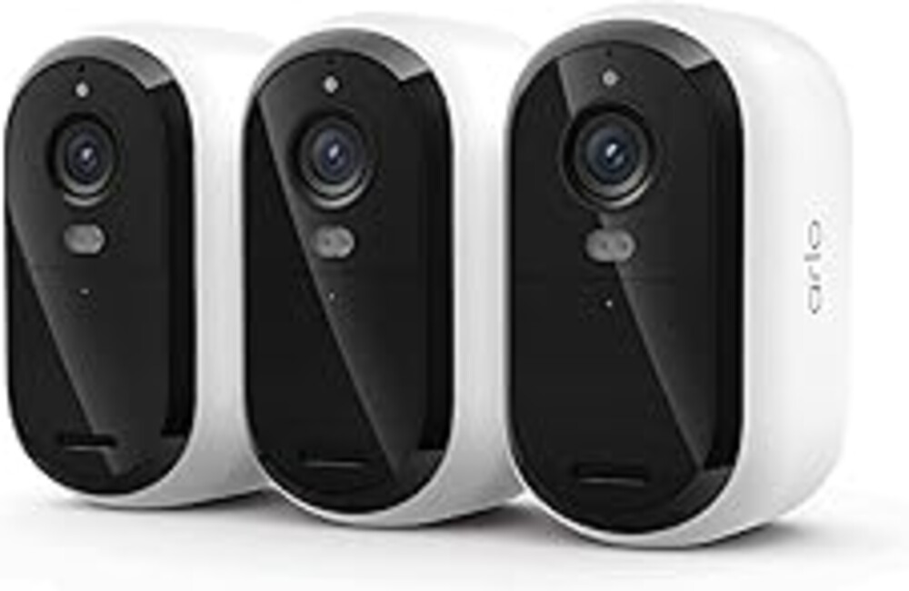 Security Cameras Wireless Outdoor - Arlo Essential Battery 2K (3rd Gen, Latest Version), Color Night Vision, Two-Way Audio, Home Security, Person/Package/Vehicle/Animal Detection, White - 3-Pack