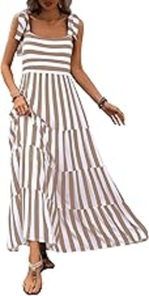 PRETTYGARDEN Women Dresses 2026 Summer Floral Sleeveless Maxi Dress Casual Spaghetti Strap Tiered Flowy Beach Long Dress