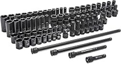 GEARWRENCH 80 Piece 3/8" Drive Standard & Deep SAE/MM Master Impact Socket Set - 89093