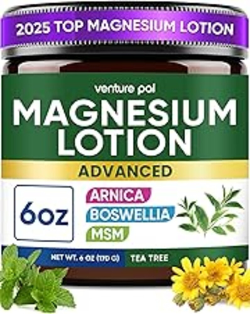 Venture Pal Magnesium Lotion with Arnica, MSM & Boswellia – Cooling Magnesium Cream – Lightweight Moisturizing Lotion for Legs & Feet – Safe for Kids – 6 fl oz