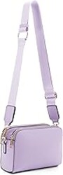 EVVE Crossbody Bags for Women Trendy Triple Zip Small Crossbody Camera Bag Purse with Wide Guitar Strap
