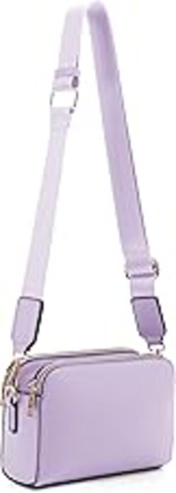 EVVE Crossbody Bags for Women Trendy Triple Zip Small Crossbody Camera Bag Purse with Wide Guitar Strap