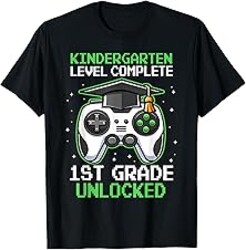 Kindergarten Graduation 1st Grade Unlocked Gamer Boys Kids T-Shirt