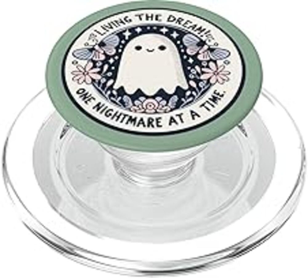 Spooky Ghost Dark Humor Living the Dream Bookish Reading PopSockets PopGrip for MagSafe