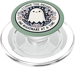 Spooky Ghost Dark Humor Living the Dream Bookish Reading PopSockets PopGrip for MagSafe