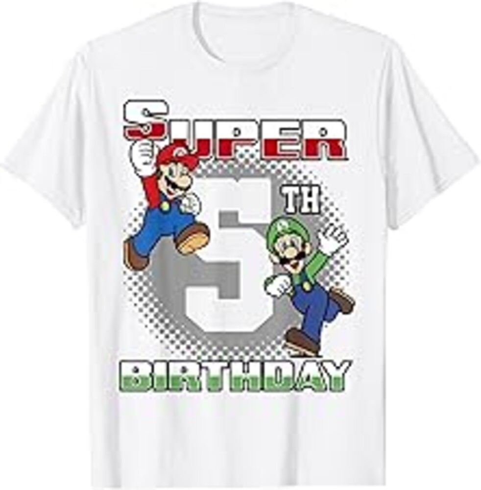 Super Mario and Luigi Super Birthday 5th Birthday Portrait T-Shirt