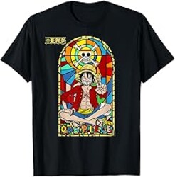 One Piece Anime Monkey D. Luffy Stained Glass Window T-Shirt