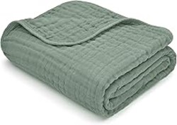 Comfy Cubs Muslin Baby Blanket - Soft, Lightweight, 6-Layer Cotton Swaddle Blankets for Newborns, Infants & Toddlers - 40" x 40" Large, Breathable & Versatile for Sleeping & Tummy Time - Fern