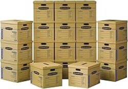 Bankers Box Medium Moving Boxes, 20 Pack – Heavy‑Duty Strength, Reinforced Handles, Stackable, Built for Heavy Items (8817202)
