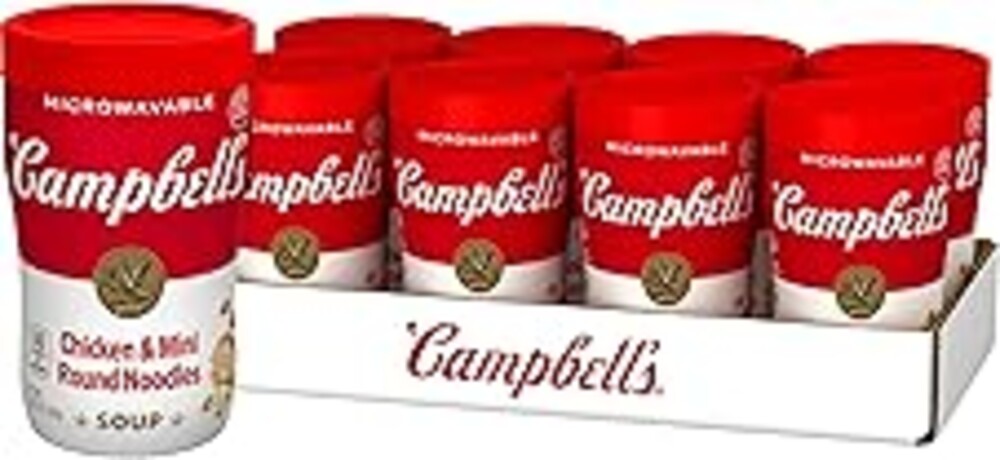 Campbell's Sipping Soup, Chicken & Mini Round Noodle Soup, 10.75 Oz Microwavable Cup (Case of 8)