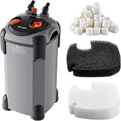 VEVOR 224.5GPH Canister Filter, 3-Stage External Aquarium Filter with Powerful Pump, Quite Water Circulation Cleaning Machine with Media for Fish Tanks and Aquariums Up to 55 Gallons, for Freshwater