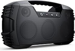 IPX7 Waterproof Outdoor Bluetooth Speaker, Wireless, 90W(Peak), 32H Playtime, Floating Design, Deep Bass & Loud Stereo Sound, Portable with Handle, Rugged for Pool, Beach, Kayaking, Hiking, Black